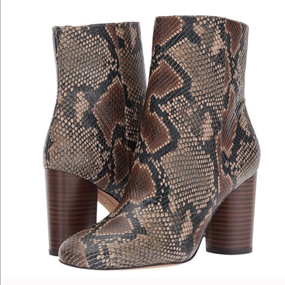 SAM EDELMAN Corra Snakeskin Heeled Booties, 7